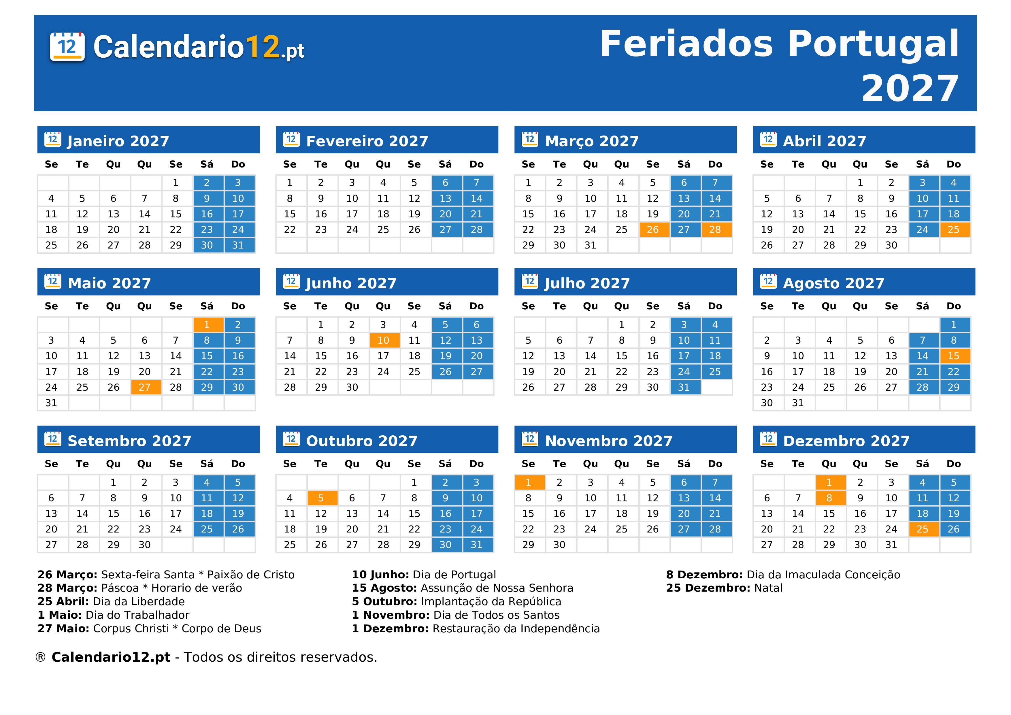 Feriados 2027