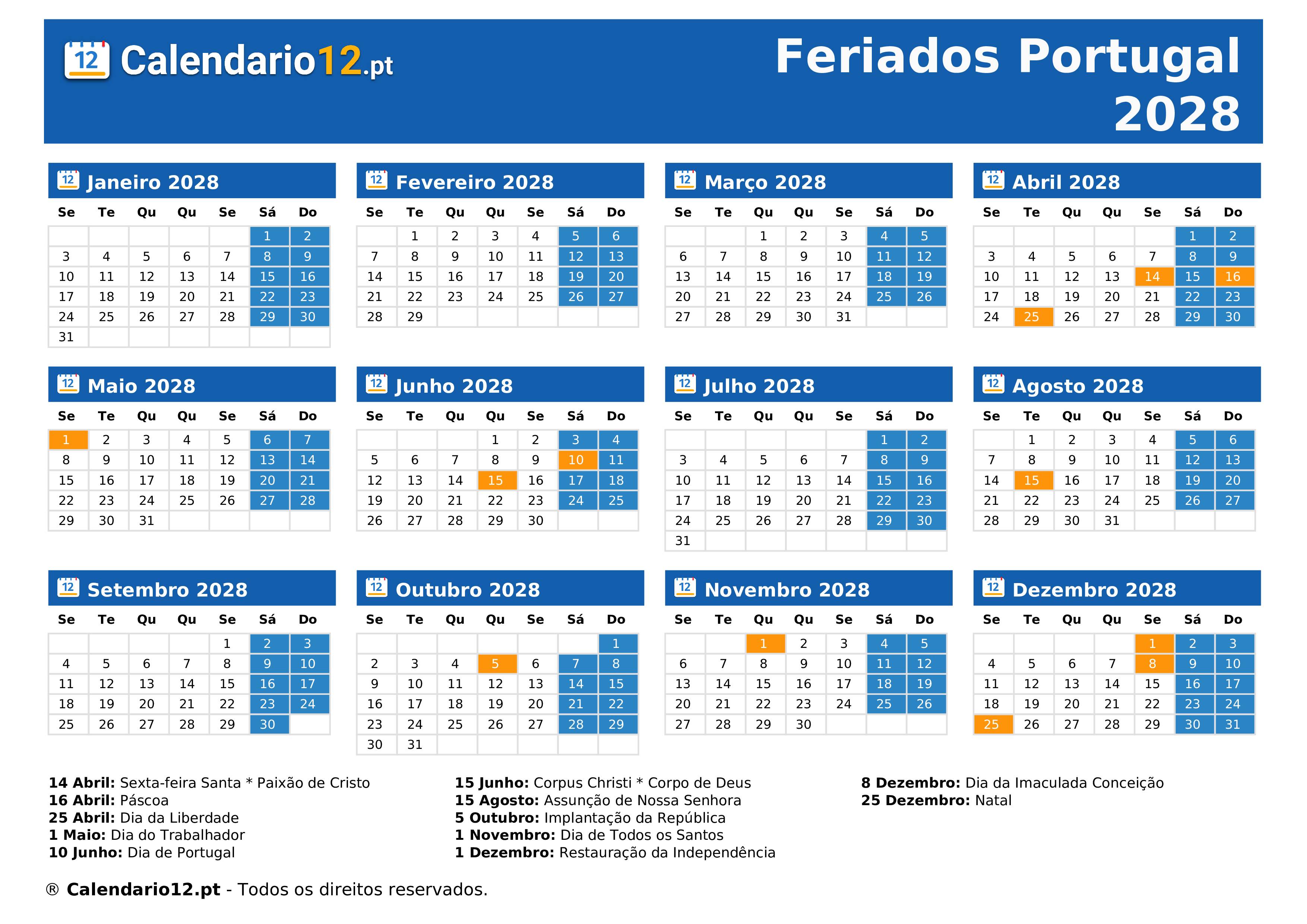 Feriados 2028