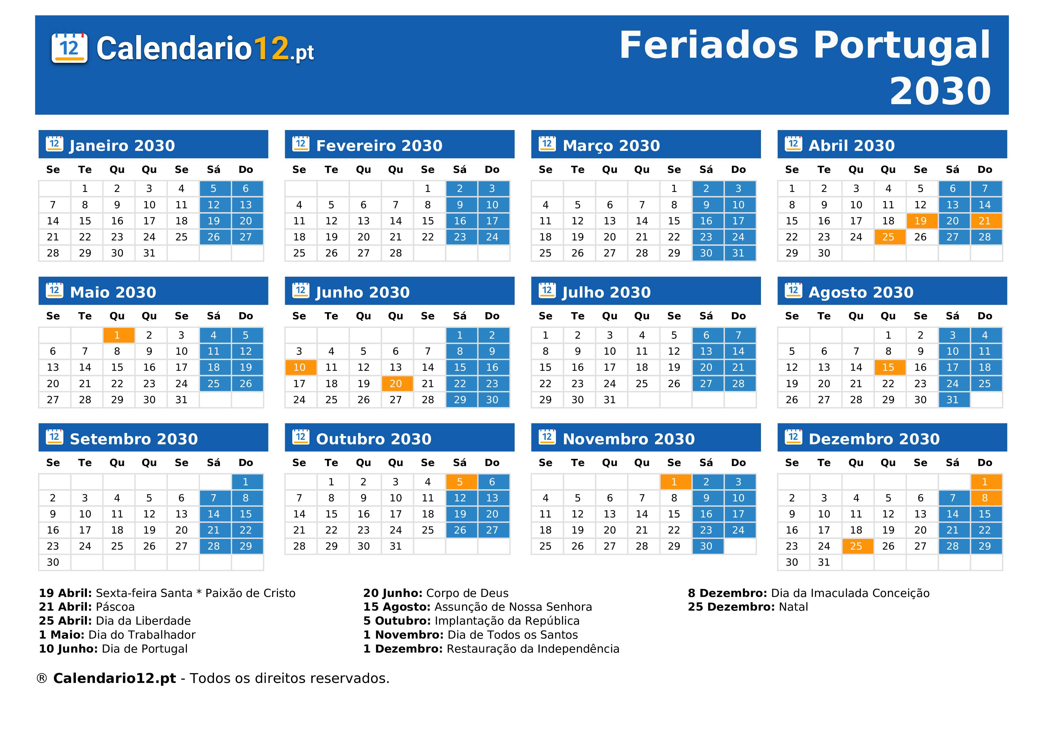 Feriados 2030