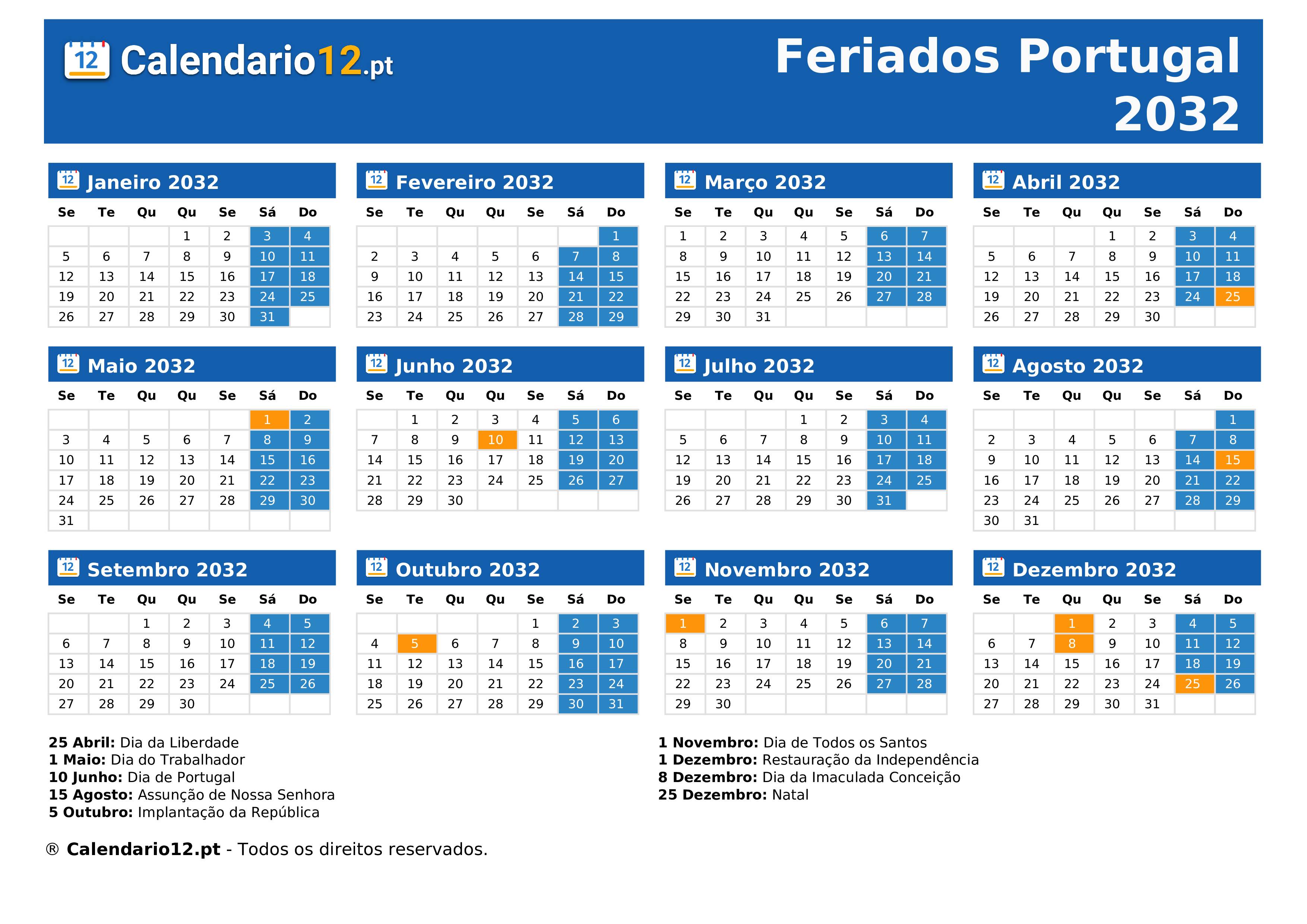 Feriados 2032