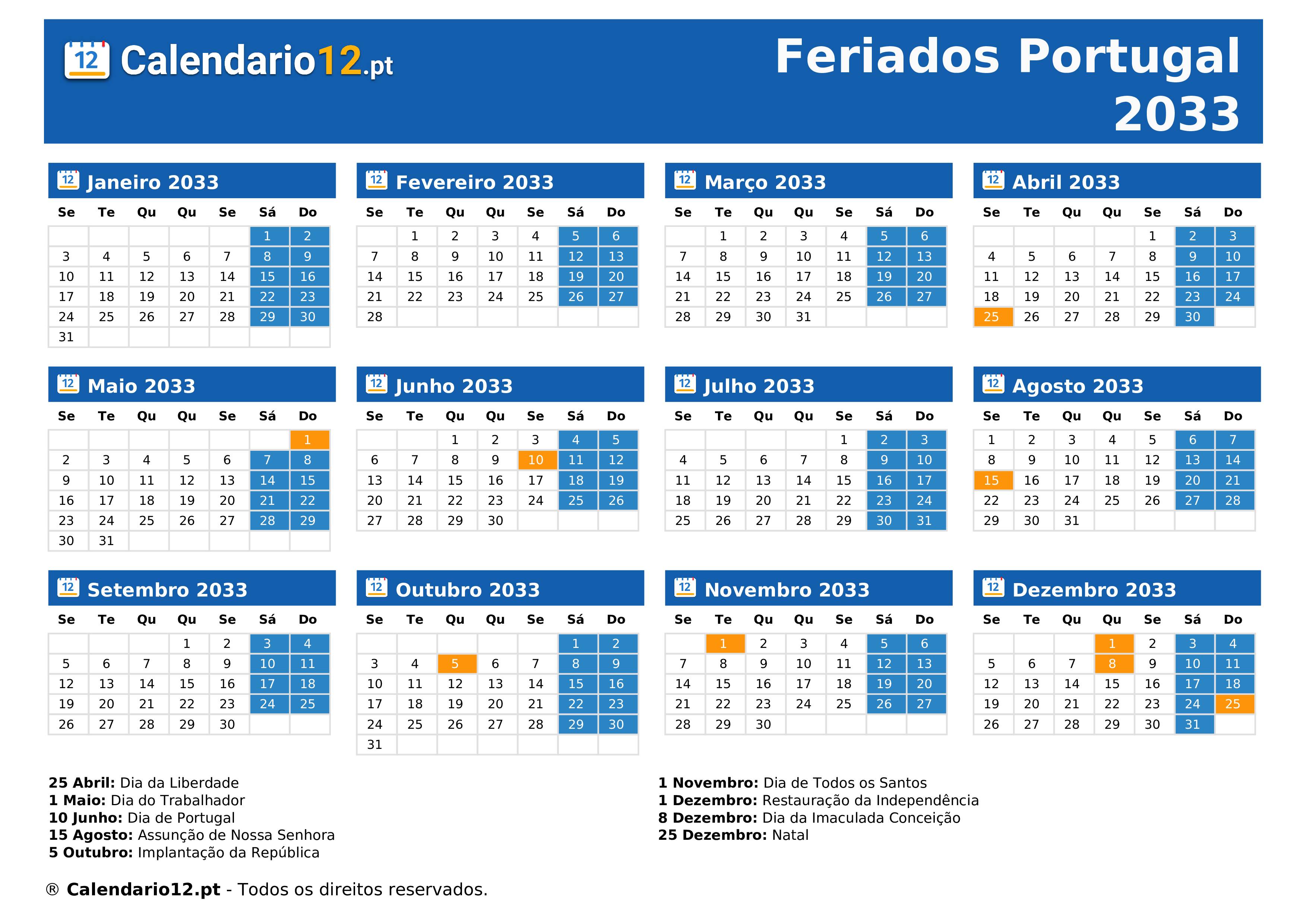 Feriados 2033