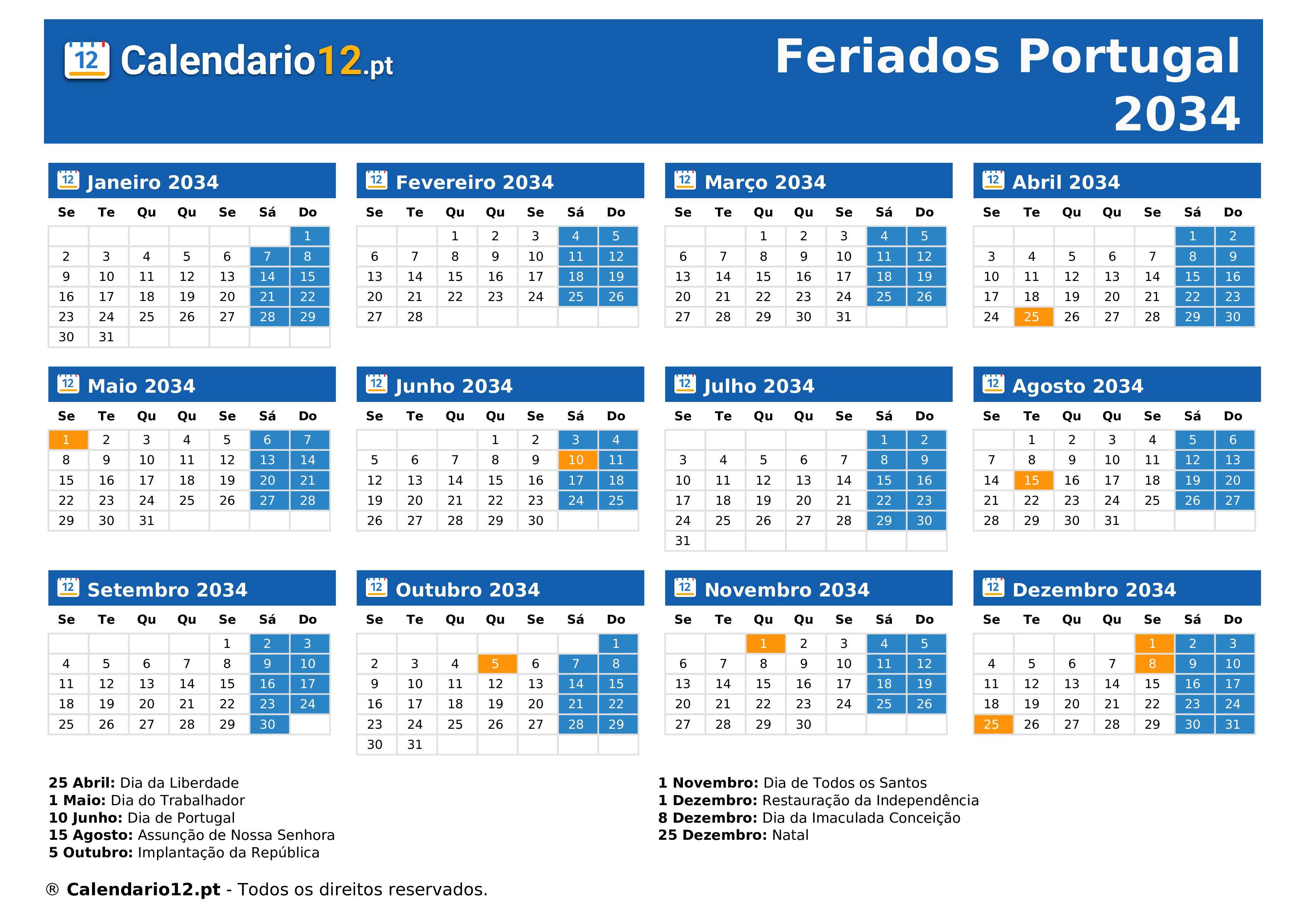 Feriados 2034