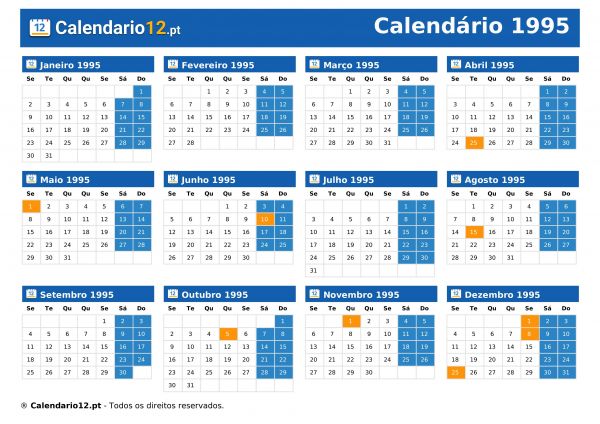 Calendário 1995