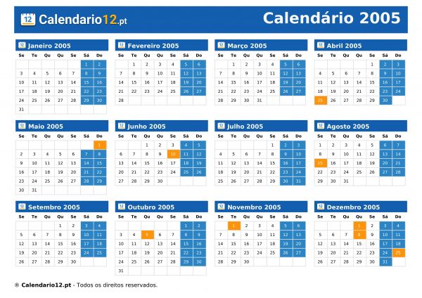 Calendário 2005