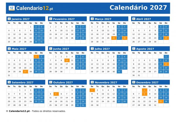 Calendário 2027